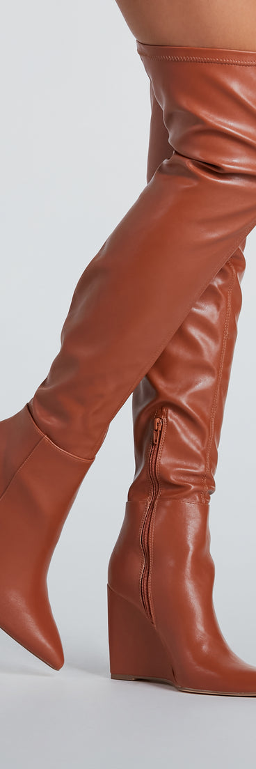 Standing Out Wedge Over-The-Knee Boots