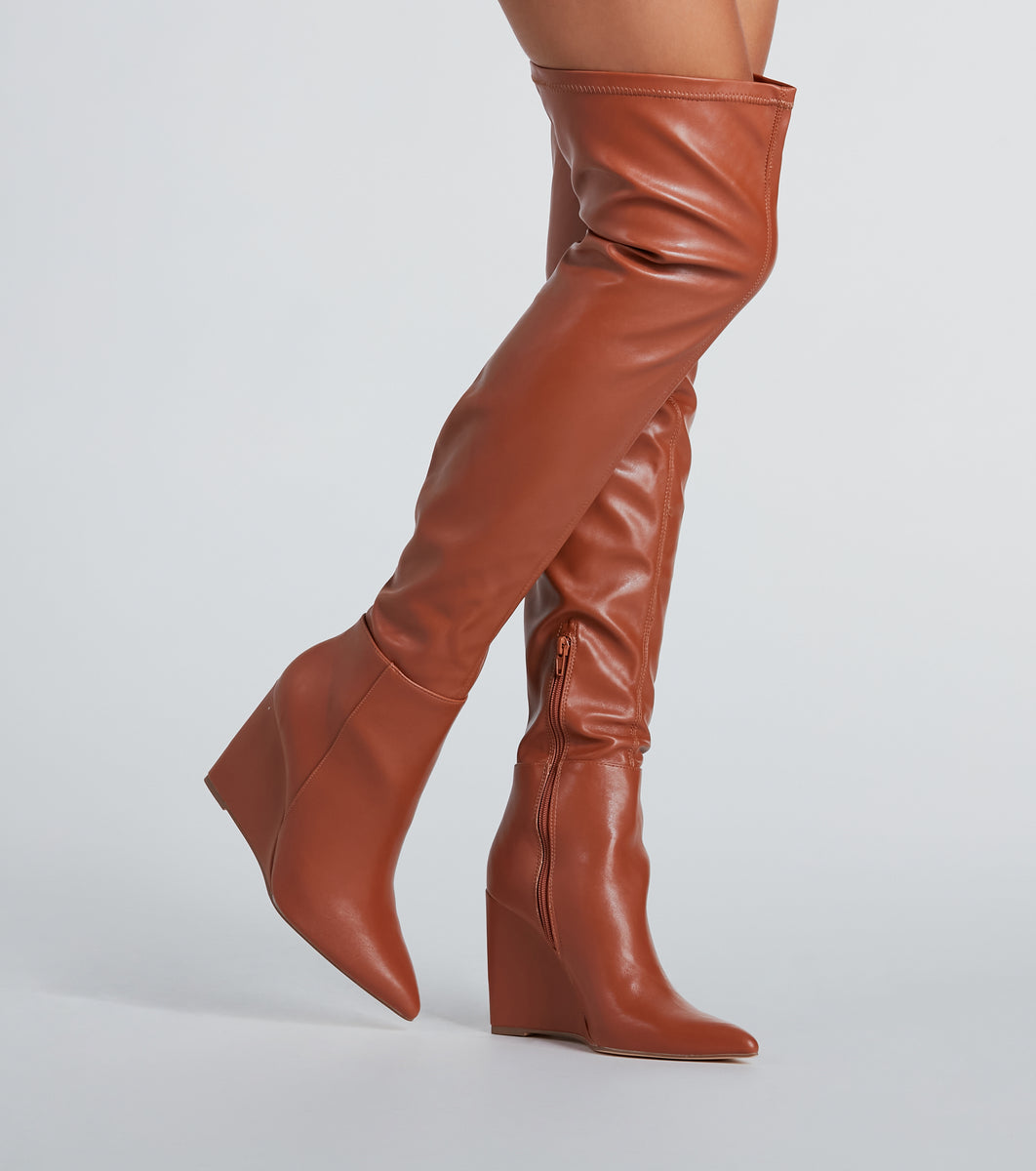 Standing Out Wedge Over-The-Knee Boots