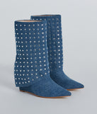 Fashion Diva Rhinestone Fold-Over Denim Boots is a fire pick to create a concert outfit, 2024 festival looks, outfits for raves, or to complete your best party outfits or clubwear!