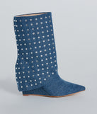 Fashion Diva Rhinestone Fold-Over Denim Boots is a fire pick to create a concert outfit, 2024 festival looks, outfits for raves, or to complete your best party outfits or clubwear!