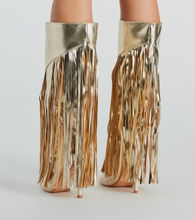Shaking It Faux Leather Metallic Fringe Boots | Windsor