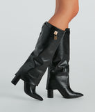 Top Tier Faux Leather Charm Foldover Boots