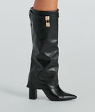 Top Tier Faux Leather Charm Foldover Boots