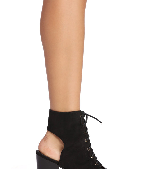 All Laced Up Peep Toe Booties Windsor