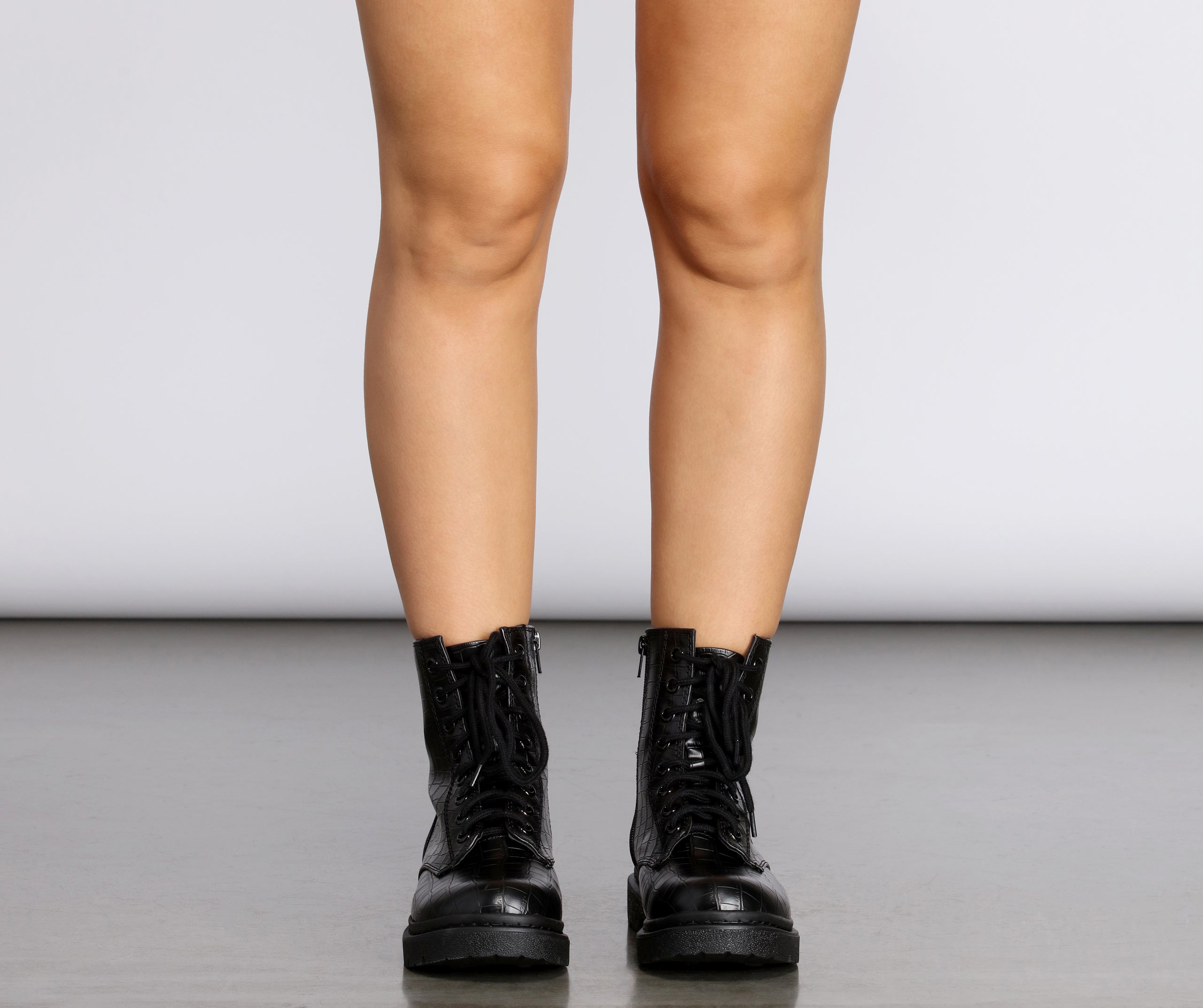 Croc Print Combat Boot | Windsor