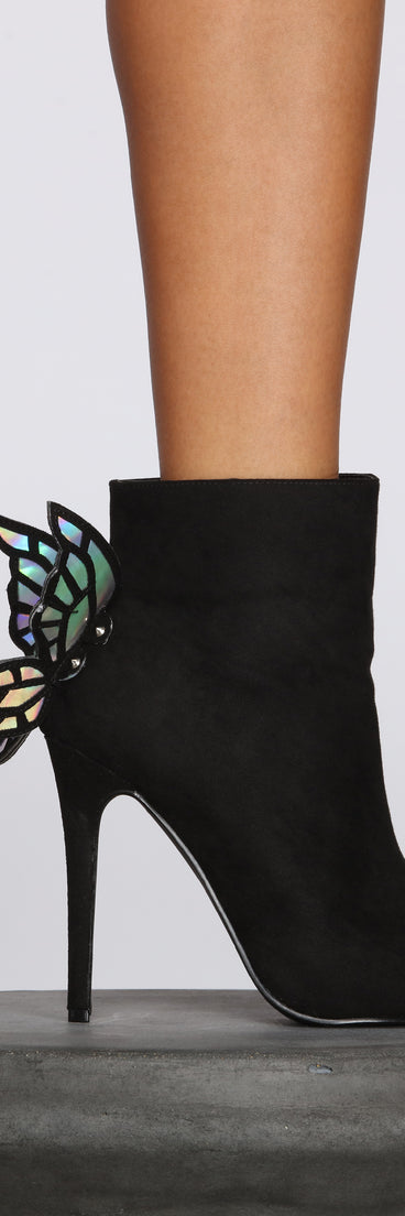 Butterfly Babe Stiletto Booties for 2022 festival outfits, festival dress, outfits for raves, concert outfits, and/or club outfits