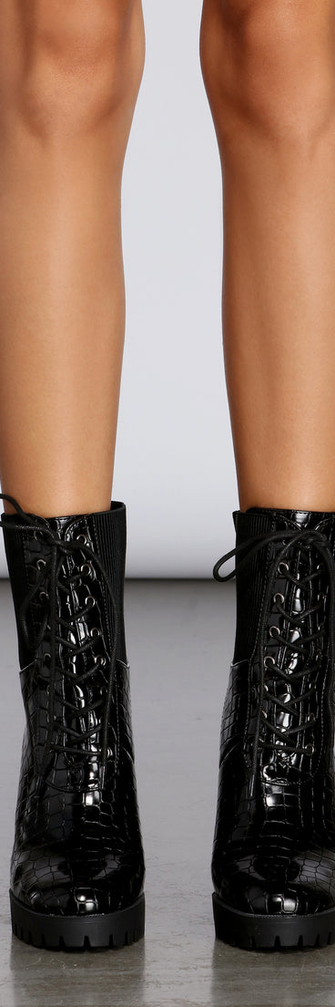 Ready To Rage Croc Lace Up Boots for 2022 festival outfits, festival dress, outfits for raves, concert outfits, and/or club outfits