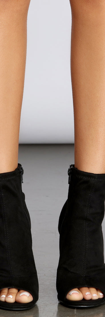 Call Me Baby Peep Toe Stiletto Booties are chic ladies' shoes to complete your best 2023 outfits. They come in a variety of trendy women's shoe styles like platforms and dressy low-heels, & are available in wide widths for better comfort.