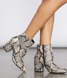 Goodnight Hiss Snake Print Booties for 2022 festival outfits, festival dress, outfits for raves, concert outfits, and/or club outfits