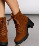 Keep It Glossy Lace Up Lug Heel Booties is a trendy pick to create 2023 concert outfits, festival dresses, outfits for raves, or to complete your best party outfits or clubwear!