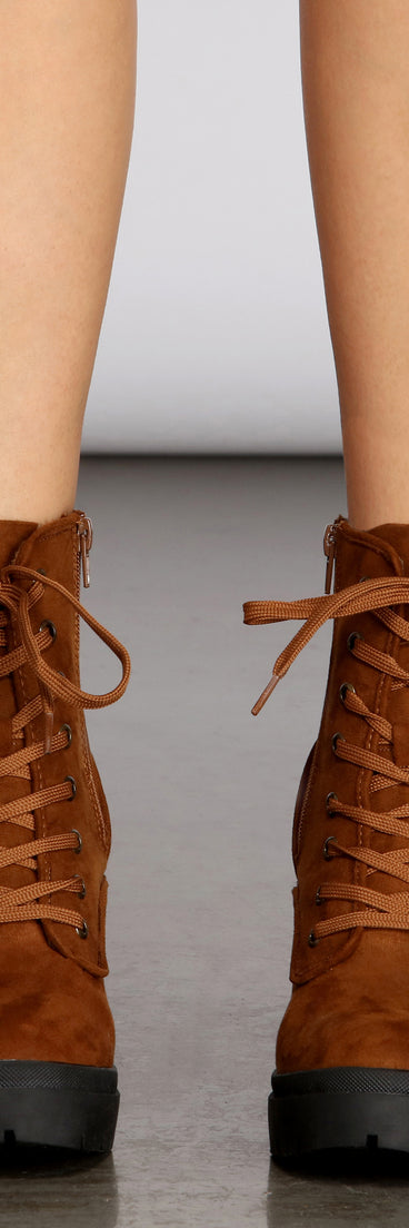 Keep It Glossy Lace Up Lug Heel Booties are chic ladies' shoes to complete your best 2023 outfits. They come in a variety of trendy women's shoe styles like platforms and dressy low-heels, & are available in wide widths for better comfort.