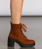 Keep It Glossy Lace Up Lug Heel Booties is a trendy pick to create 2023 concert outfits, festival dresses, outfits for raves, or to complete your best party outfits or clubwear!