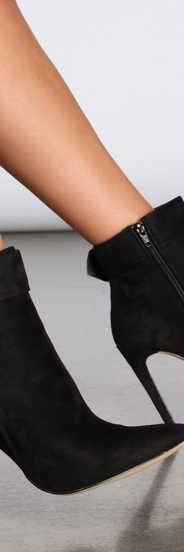 Rhinestone Buckle Stiletto Booties are chic ladies' shoes to complete your best 2023 outfits. They come in a variety of trendy women's shoe styles like platforms and dressy low-heels, & are available in wide widths for better comfort.