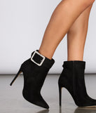 Rhinestone Buckle Stiletto Booties are chic ladies' shoes to complete your best 2023 outfits. They come in a variety of trendy women's shoe styles like platforms and dressy low-heels, & are available in wide widths for better comfort.
