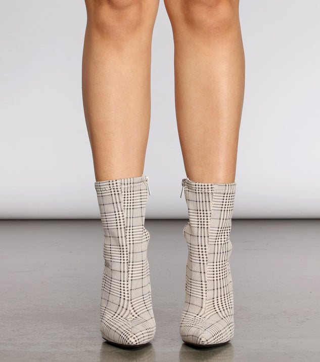 Plaid Stiletto Sock Booties
