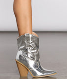 On A Western Kick Croc Metallic Cowboy Booties is a trendy pick to create 2023 concert outfits, festival dresses, outfits for raves, or to complete your best party outfits or clubwear!