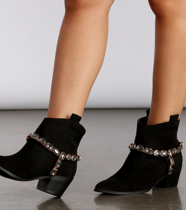 Rhinestone Cowboy Faux Suede Booties are chic ladies' shoes to complete your best 2023 outfits. They come in a variety of trendy women's shoe styles like platforms and dressy low-heels, & are available in wide widths for better comfort.
