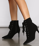 Lace Up Faux Nubuck Stiletto Booties are chic ladies' shoes to complete your best 2023 outfits. They come in a variety of trendy women's shoe styles like platforms and dressy low-heels, & are available in wide widths for better comfort.