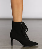 Lace Up Faux Nubuck Stiletto Booties are chic ladies' shoes to complete your best 2023 outfits. They come in a variety of trendy women's shoe styles like platforms and dressy low-heels, & are available in wide widths for better comfort.