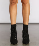 Lace Up Faux Nubuck Stiletto Booties are chic ladies' shoes to complete your best 2023 outfits. They come in a variety of trendy women's shoe styles like platforms and dressy low-heels, & are available in wide widths for better comfort.