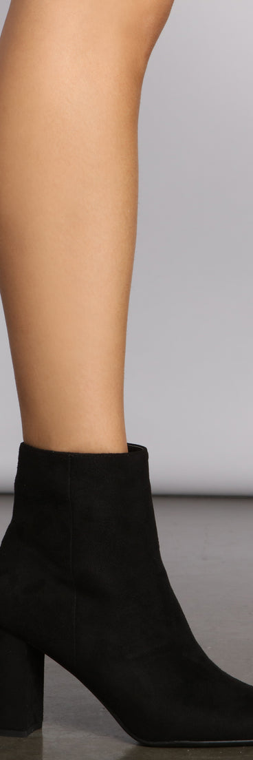 Faux Suede Pointed Toe Block Heel Booties are chic ladies' shoes to complete your best 2023 outfits. They come in a variety of trendy women's shoe styles like platforms and dressy low-heels, & are available in wide widths for better comfort.