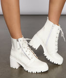 Edgy and Chic Faux Leather Lug Booties is a trendy pick to create 2023 concert outfits, festival dresses, outfits for raves, or to complete your best party outfits or clubwear!