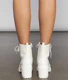 Edgy and Chic Faux Leather Lug Booties is a trendy pick to create 2023 concert outfits, festival dresses, outfits for raves, or to complete your best party outfits or clubwear!