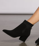 Faux Nubuck Block Heel Sock Booties are chic ladies' shoes to complete your best 2023 outfits. They come in a variety of trendy women's shoe styles like platforms and dressy low-heels, & are available in wide widths for better comfort.