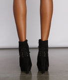 Faux Suede Platform Lace-Up Booties are chic ladies' shoes to complete your best 2023 outfits. They come in a variety of trendy women's shoe styles like platforms and dressy low-heels, & are available in wide widths for better comfort.