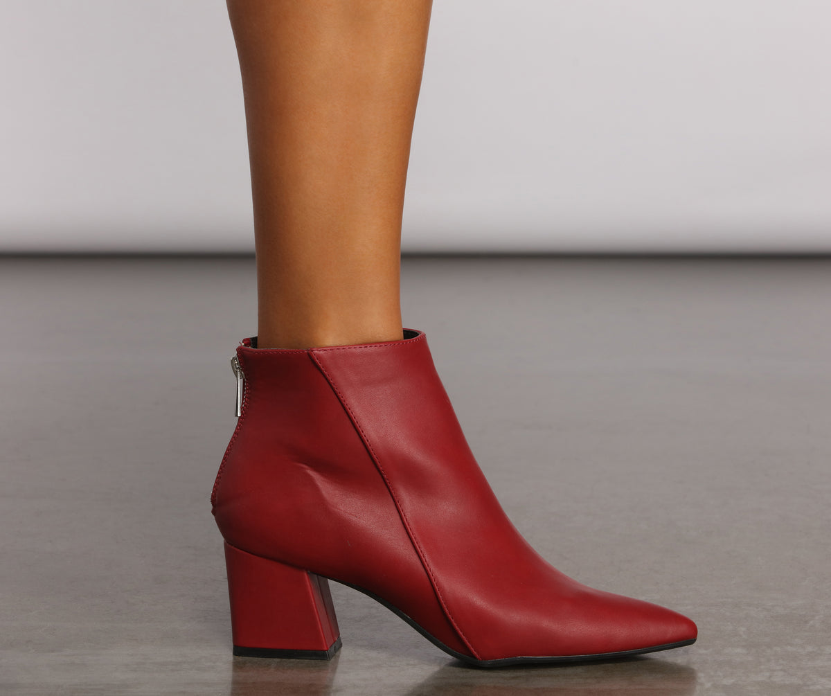 Faux Leather Basic Pointy Toe Booties & Windsor