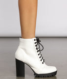 Faux Leather Lace Up Lug Booties are chic ladies' shoes to complete your best 2023 outfits. They come in a variety of trendy women's shoe styles like platforms and dressy low-heels, & are available in wide widths for better comfort.