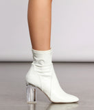 Patent Pointed-Toe Lucite Block Heel Booties are chic ladies' shoes to complete your best 2023 outfits. They come in a variety of trendy women's shoe styles like platforms and dressy low-heels, & are available in wide widths for better comfort.