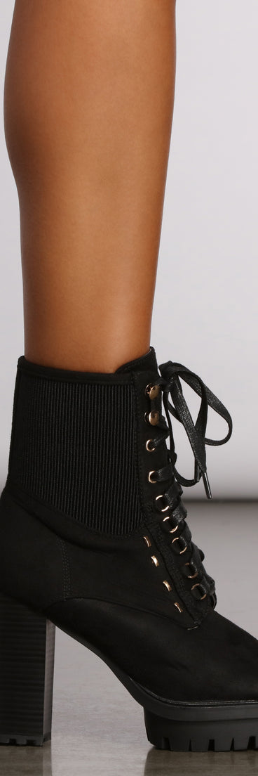 Faux Suede Lace Up Combat Booties are chic ladies' shoes to complete your best 2023 outfits. They come in a variety of trendy women's shoe styles like platforms and dressy low-heels, & are available in wide widths for better comfort.