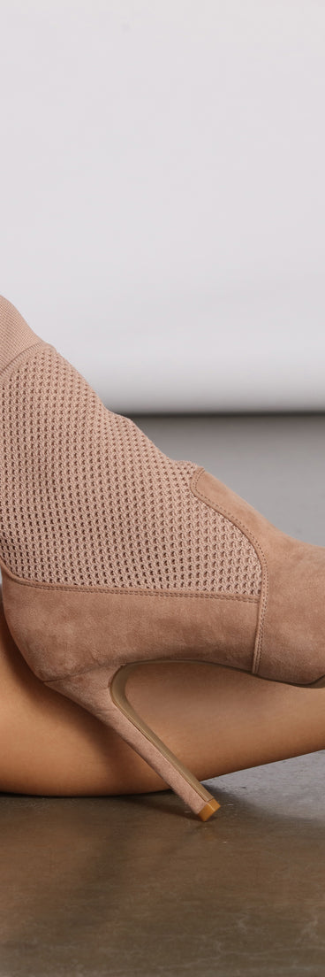 Faux Suede Fishnet Ankle Stiletto Booties are chic ladies' shoes to complete your best 2023 outfits. They come in a variety of trendy women's shoe styles like platforms and dressy low-heels, & are available in wide widths for better comfort.