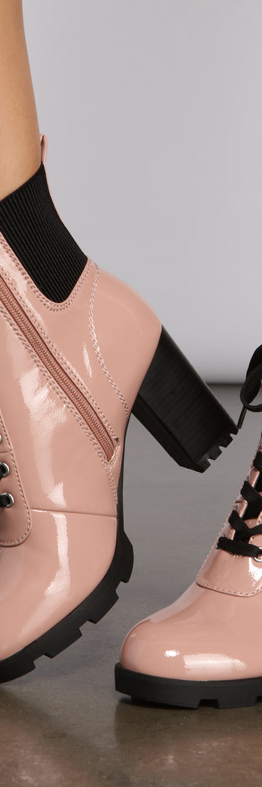 Edgy-Chic Patent Faux Leather Block Heel Booties are chic ladies' shoes to complete your best 2023 outfits. They come in a variety of trendy women's shoe styles like platforms and dressy low-heels, & are available in wide widths for better comfort.