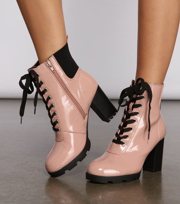 Edgy-Chic Patent Faux Leather Block Heel Booties are chic ladies' shoes to complete your best 2023 outfits. They come in a variety of trendy women's shoe styles like platforms and dressy low-heels, & are available in wide widths for better comfort.