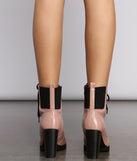 Edgy-Chic Patent Faux Leather Block Heel Booties are chic ladies' shoes to complete your best 2023 outfits. They come in a variety of trendy women's shoe styles like platforms and dressy low-heels, & are available in wide widths for better comfort.