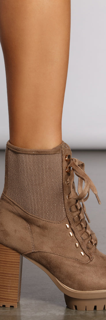 Slay In Faux Suede Lug Sole Booties are chic ladies' shoes to complete your best 2023 outfits. They come in a variety of trendy women's shoe styles like platforms and dressy low-heels, & are available in wide widths for better comfort.