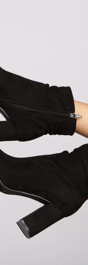 All About Ruched Faux Suede Ankle Booties is a trendy pick to create 2023 concert outfits, festival dresses, outfits for raves, or to complete your best party outfits or clubwear!