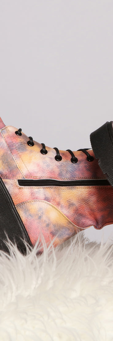 Tie Dye Lug Combat Booties are chic ladies' shoes to complete your best 2023 outfits. They come in a variety of trendy women's shoe styles like platforms and dressy low-heels, & are available in wide widths for better comfort.