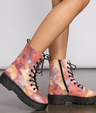 Tie Dye Lug Combat Booties are chic ladies' shoes to complete your best 2023 outfits. They come in a variety of trendy women's shoe styles like platforms and dressy low-heels, & are available in wide widths for better comfort.