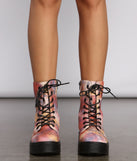 Tie Dye Lug Combat Booties are chic ladies' shoes to complete your best 2023 outfits. They come in a variety of trendy women's shoe styles like platforms and dressy low-heels, & are available in wide widths for better comfort.