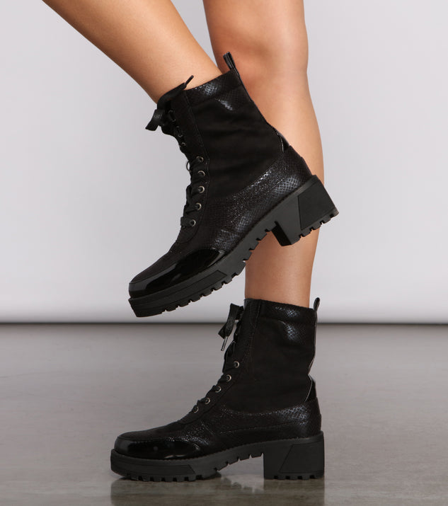 Trendy Glitter Detail Combat Booties Windsor