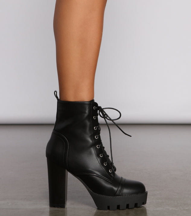Faux Leather Lace-Up Lug Sole Booties & Windsor