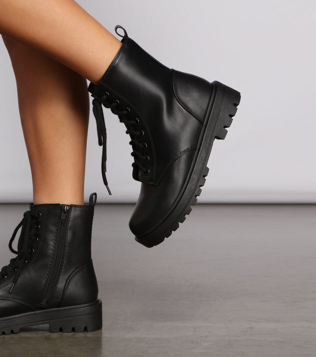 Add Some Edge Faux Leather Combat Booties are chic ladies' shoes to complete your best 2023 outfits. They come in a variety of trendy women's shoe styles like platforms and dressy low-heels, & are available in wide widths for better comfort.