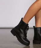 Add Some Edge Faux Leather Combat Booties are chic ladies' shoes to complete your best 2023 outfits. They come in a variety of trendy women's shoe styles like platforms and dressy low-heels, & are available in wide widths for better comfort.