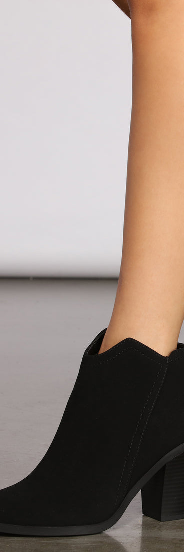 Stacked On Basic Faux Nubuck Booties are chic ladies' shoes to complete your best 2023 outfits. They come in a variety of trendy women's shoe styles like platforms and dressy low-heels, & are available in wide widths for better comfort.