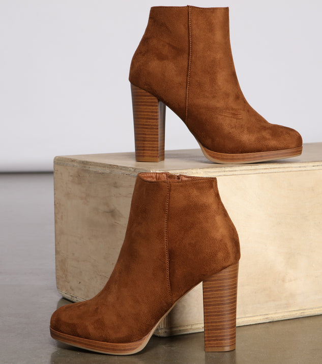 Classic Faux Suede Stacked Heel Booties are chic ladies' shoes to complete your best 2023 outfits. They come in a variety of trendy women's shoe styles like platforms and dressy low-heels, & are available in wide widths for better comfort.