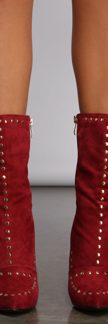 Faux Suede Studded Chic Stiletto Booties are chic ladies' shoes to complete your best 2023 outfits. They come in a variety of trendy women's shoe styles like platforms and dressy low-heels, & are available in wide widths for better comfort.