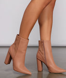 Stacked On Basics Faux Leather Block Heel Booties are chic ladies' shoes to complete your best 2023 outfits. They come in a variety of trendy women's shoe styles like platforms and dressy low-heels, & are available in wide widths for better comfort.
